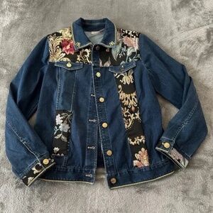 Chico's Denim Jacket Applique Women's 0 (Small 4/6)